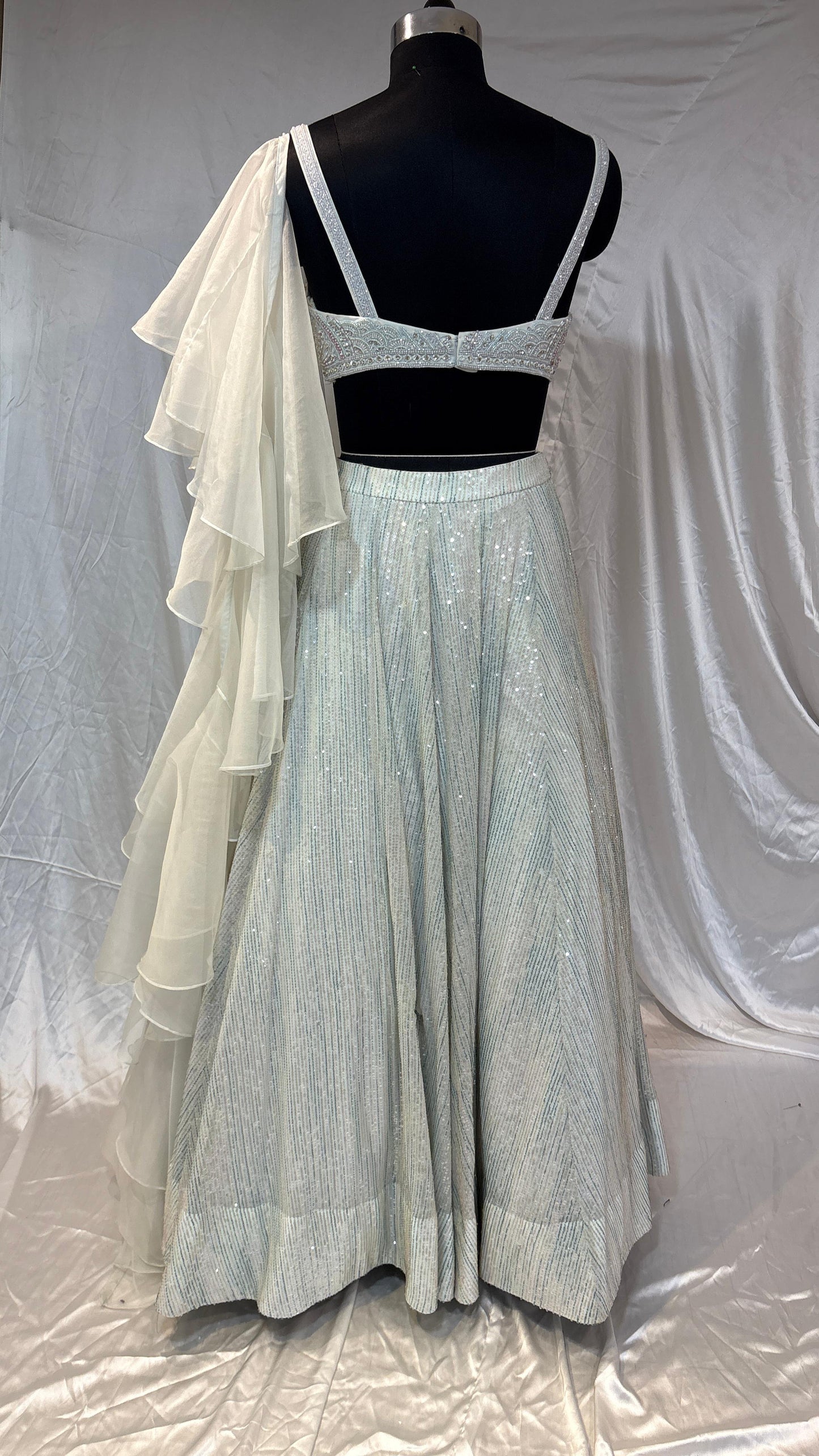 Ice Blue Ruffle Enchantment Lehenga Set