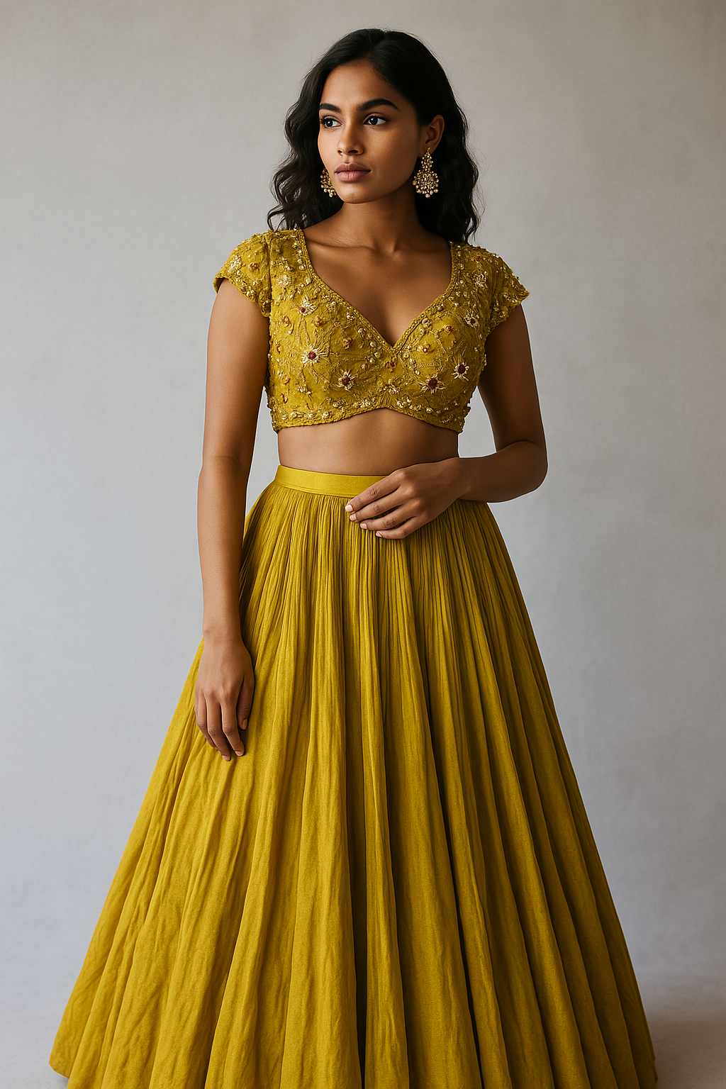Amaltas Mustard Embroidered Lehenga Set