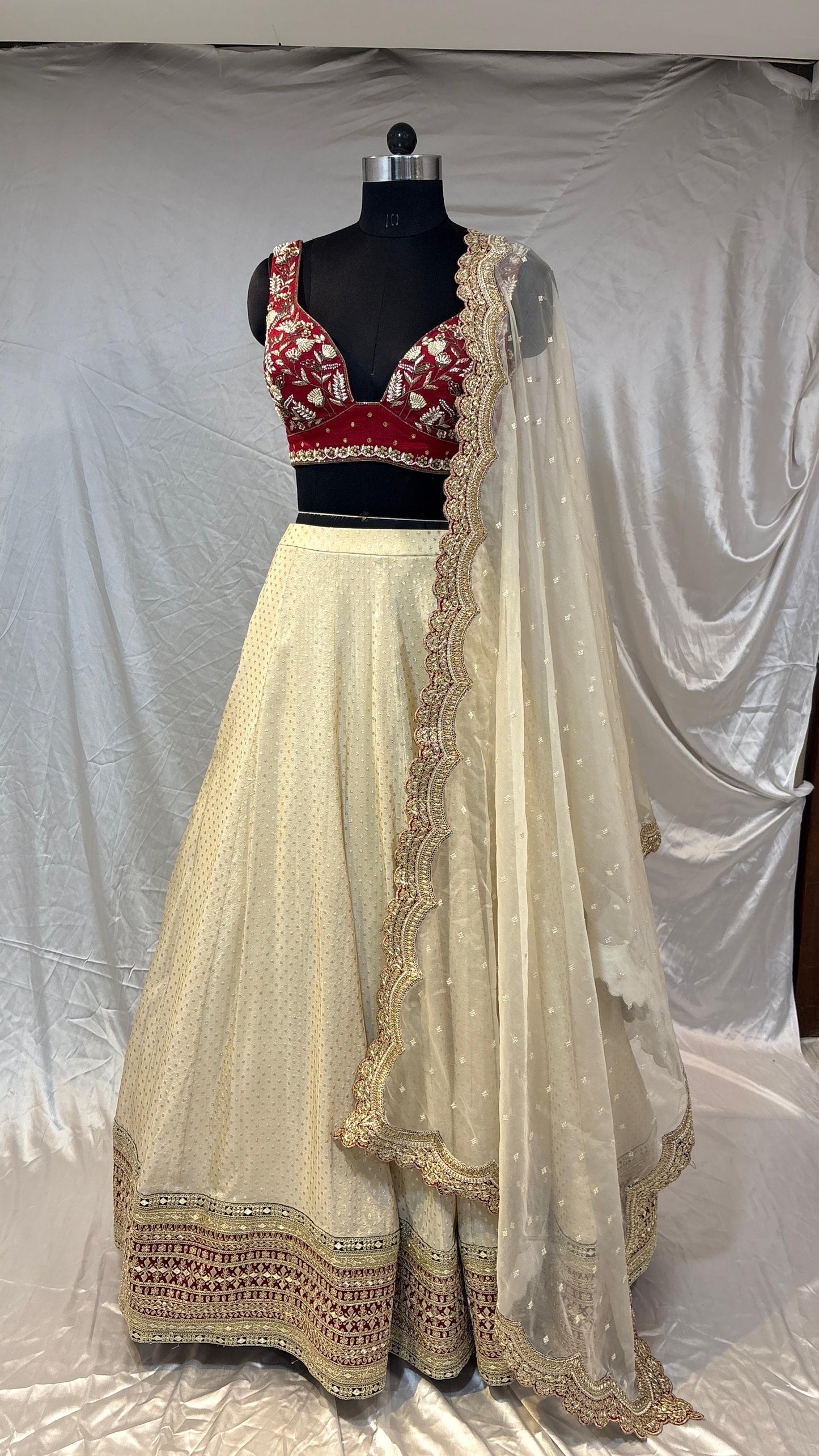 Ivory & Crimson Regal Lehenga Set