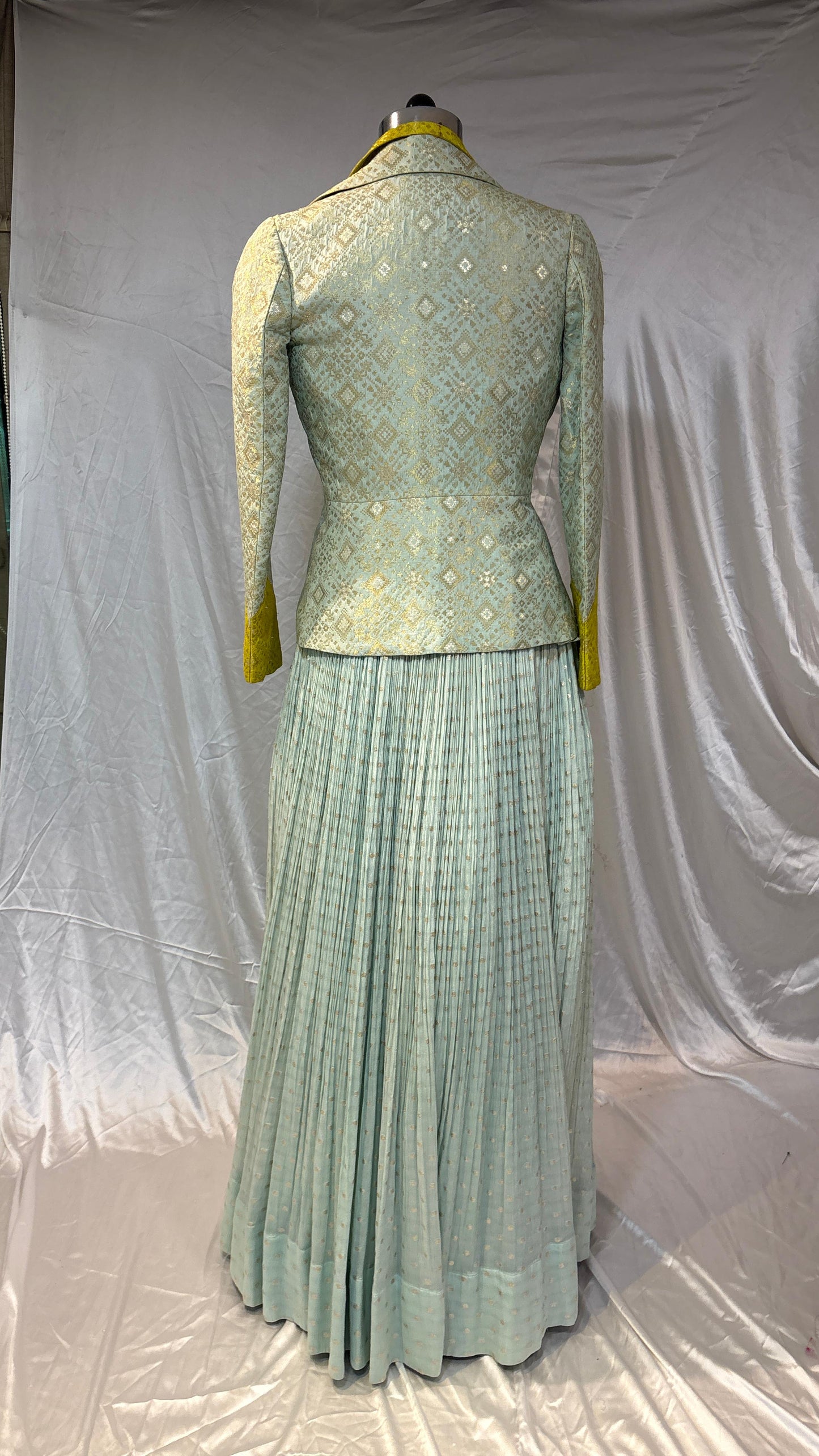 Mint Whisper Embroidered Blazer Lehenga Set