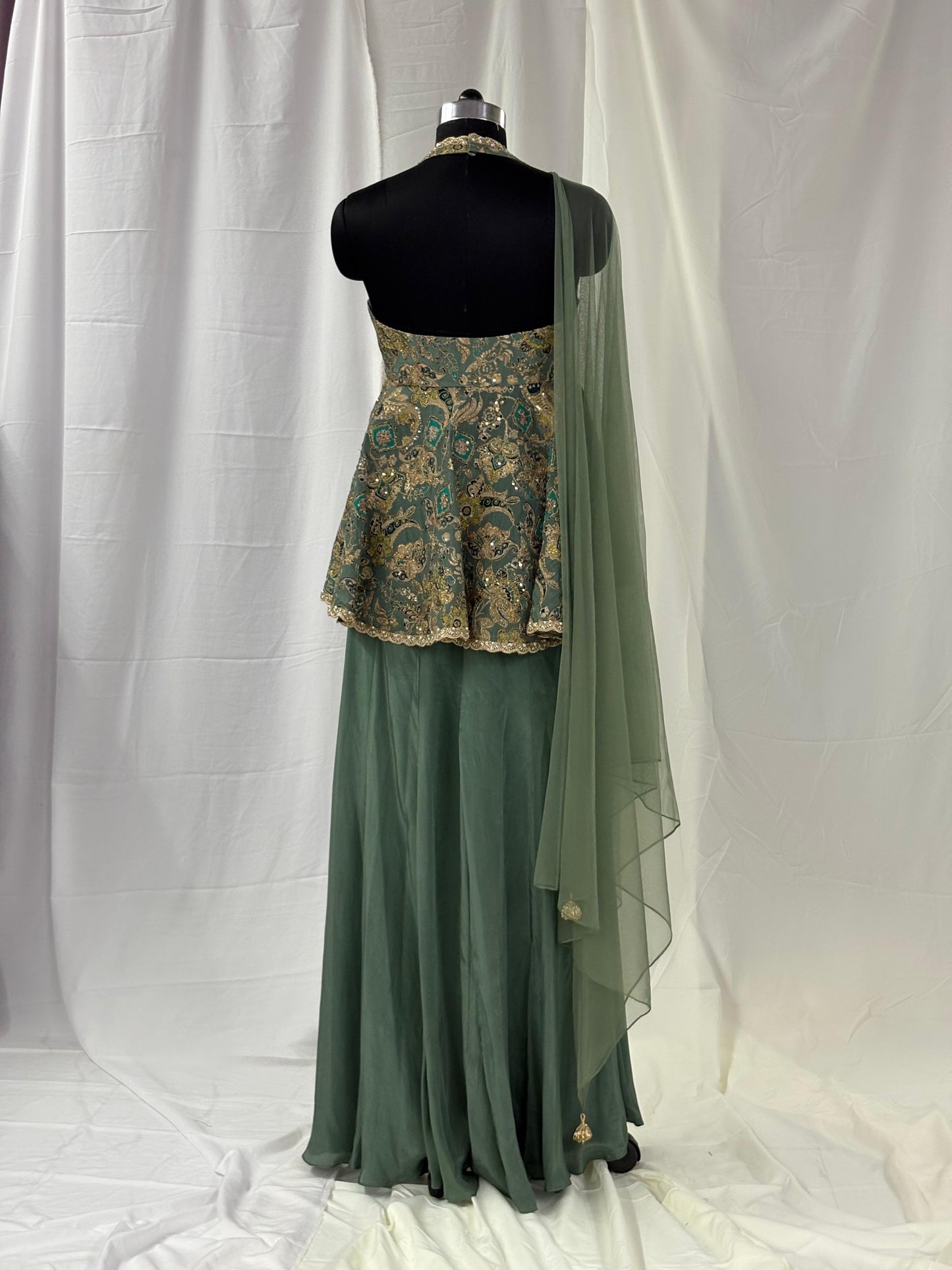 Emerald Peplum Kurta with Palazzo Pants