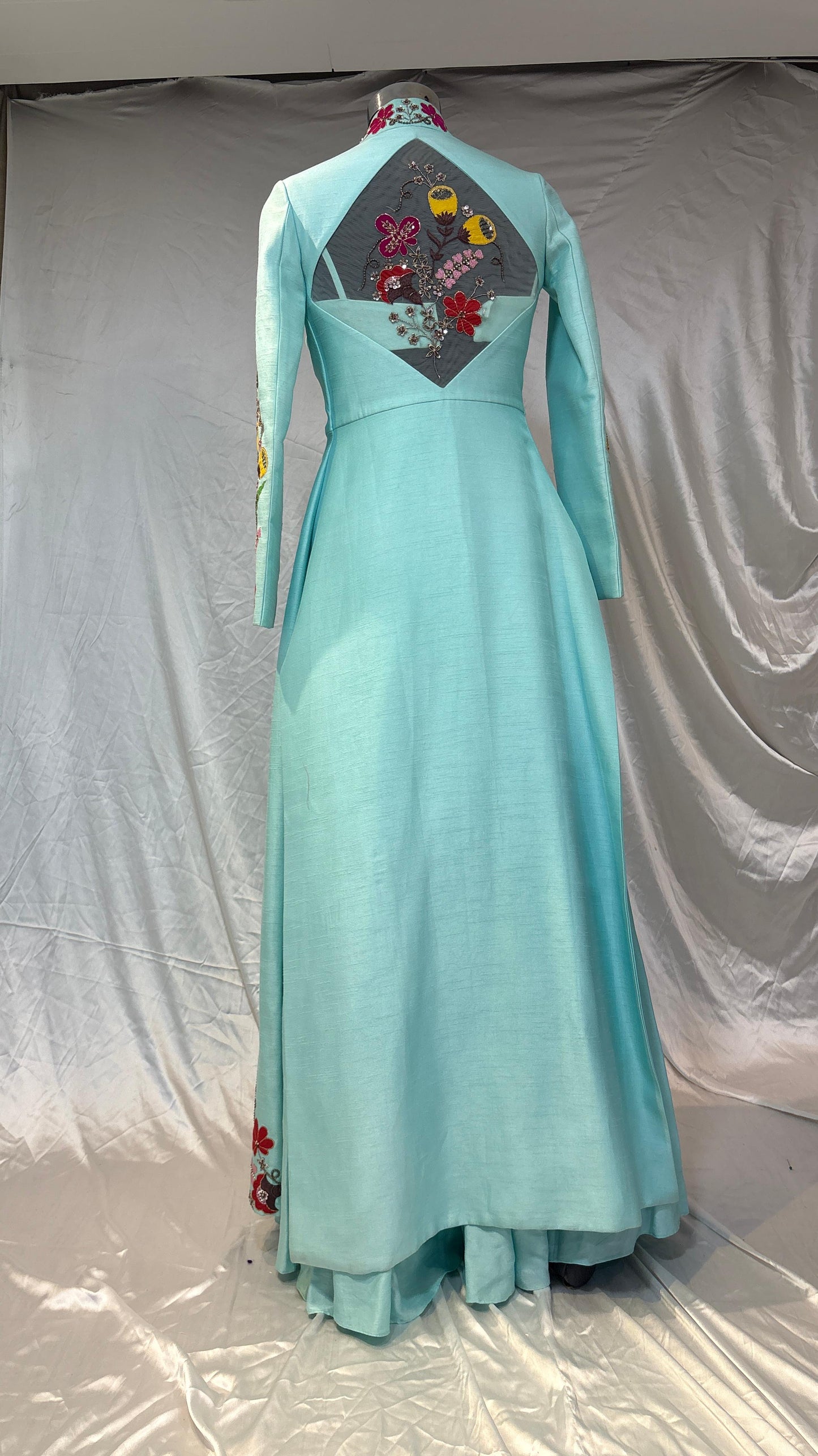 Mehfil Mint – Embroidered Longline Jacket Set