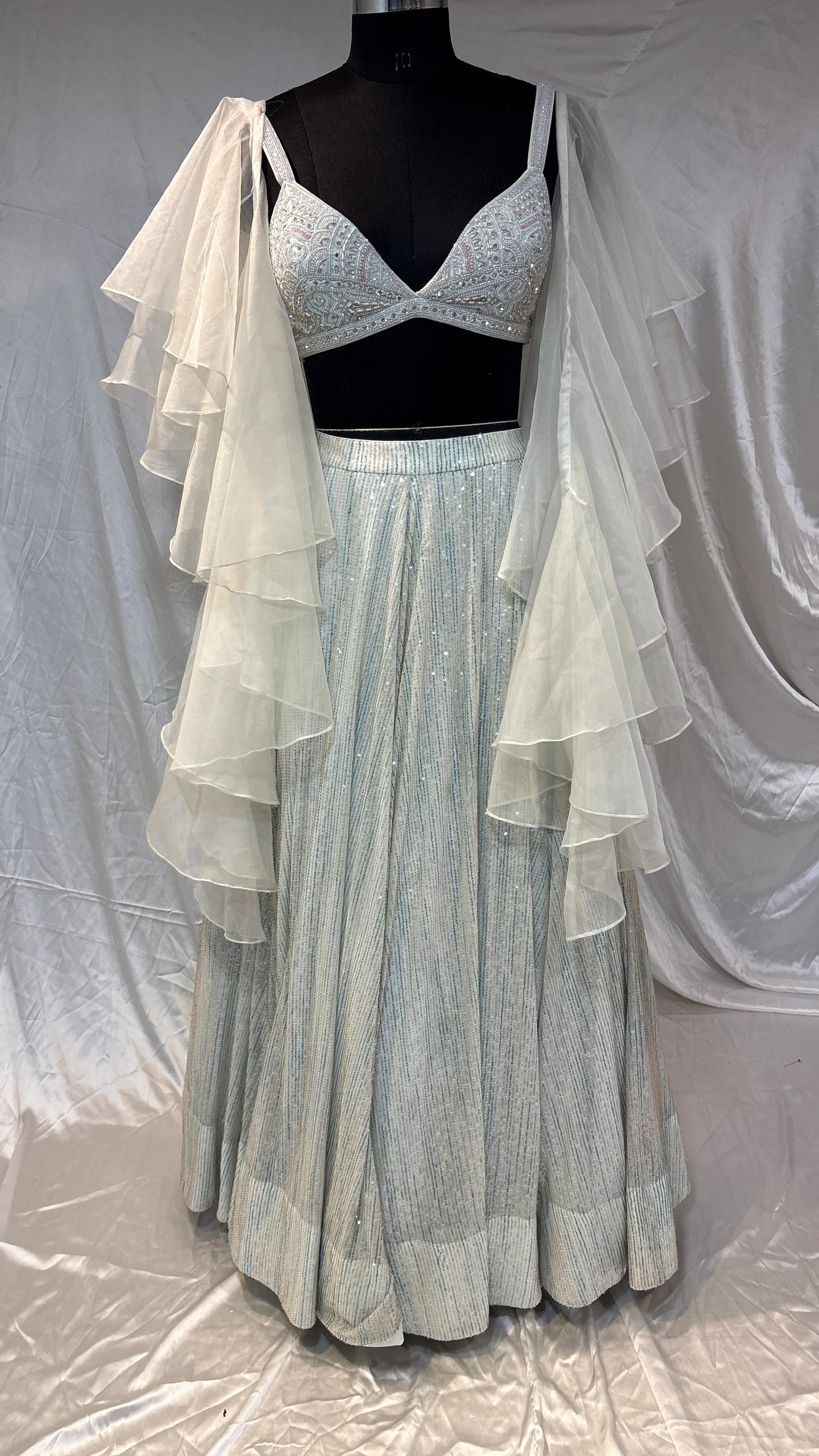 Ice Blue Ruffle Enchantment Lehenga Set