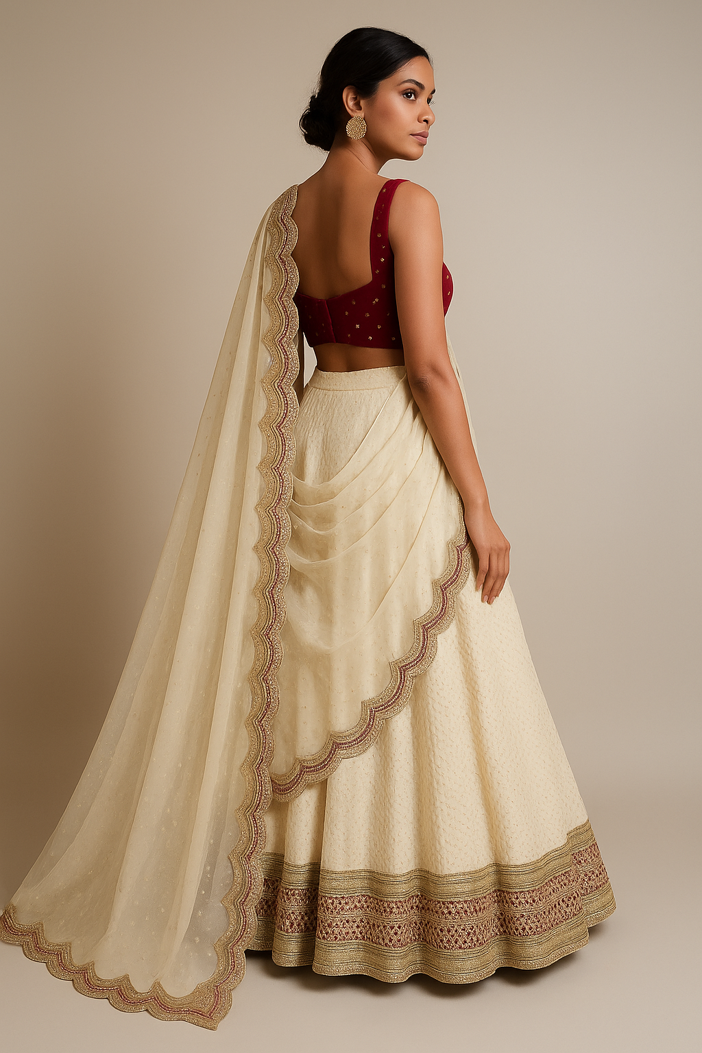 Ivory & Crimson Regal Lehenga Set