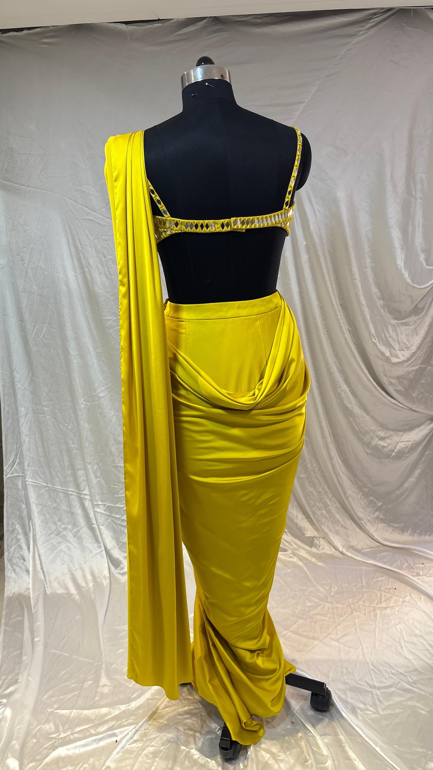 Marigold Glow Draped Saree and Jacket Set