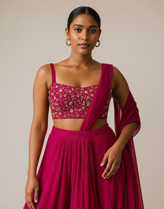 Fuchsia Dream Embroidered Lehenga Set