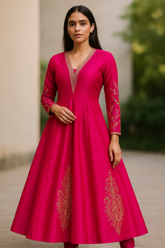 Gulmohar Embroidered Anarkali Set