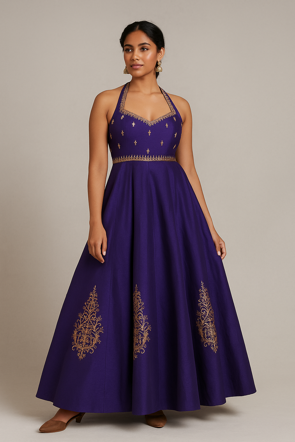 Midnight Bloom Embroidered Gown