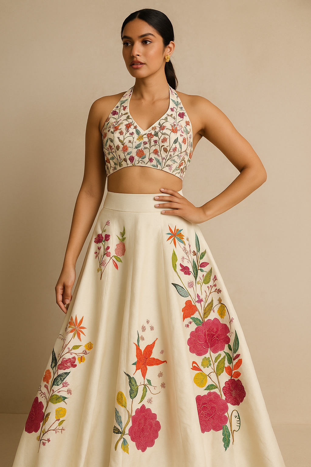 Phoolwari Halter Lehenga Set
