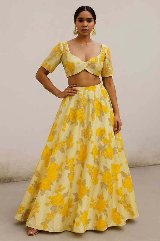Ziya Sunshine Floral Embroidered Lehenga Set