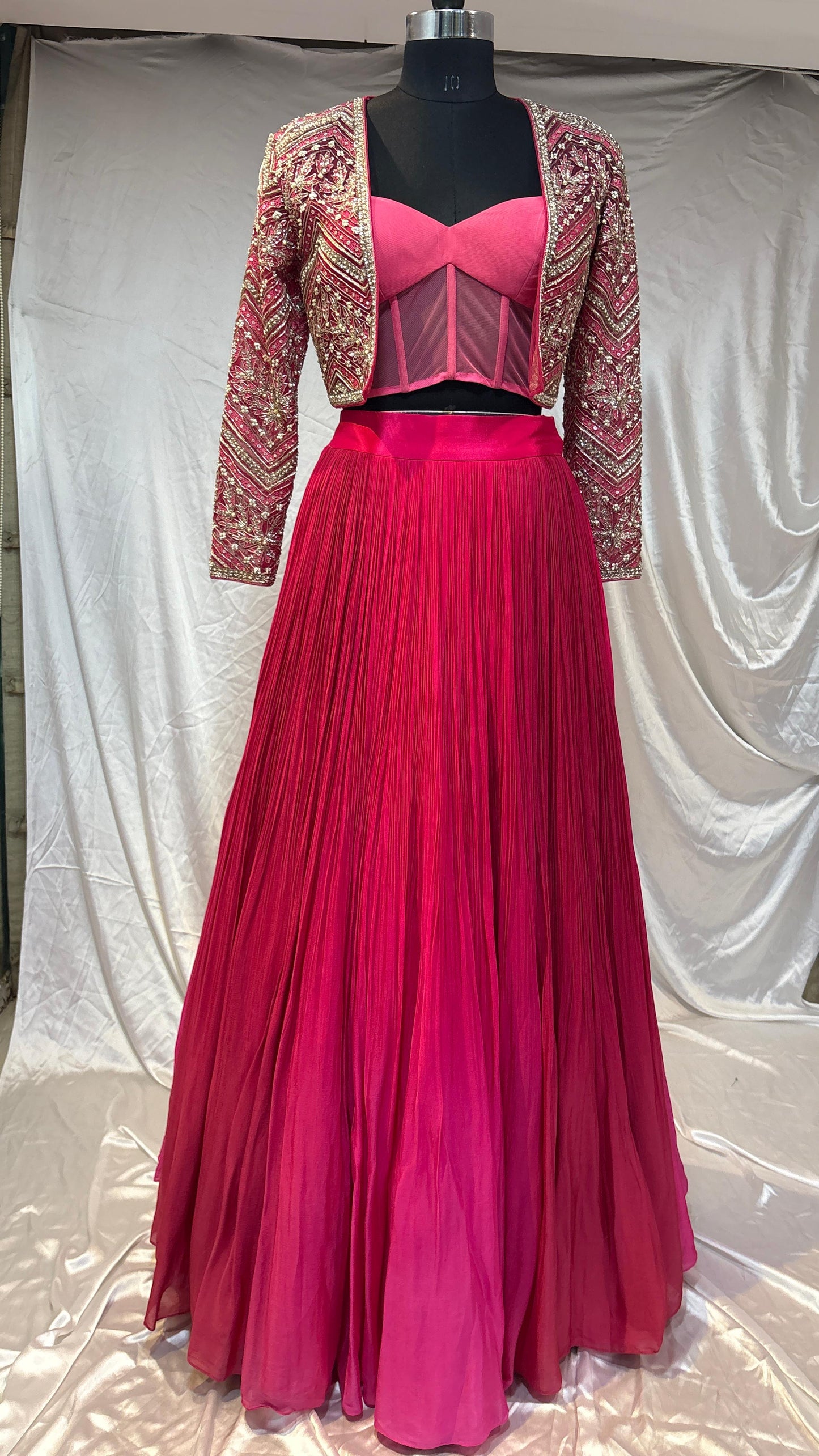 Crimson Royale Embroidered Lehenga & Bolero Set