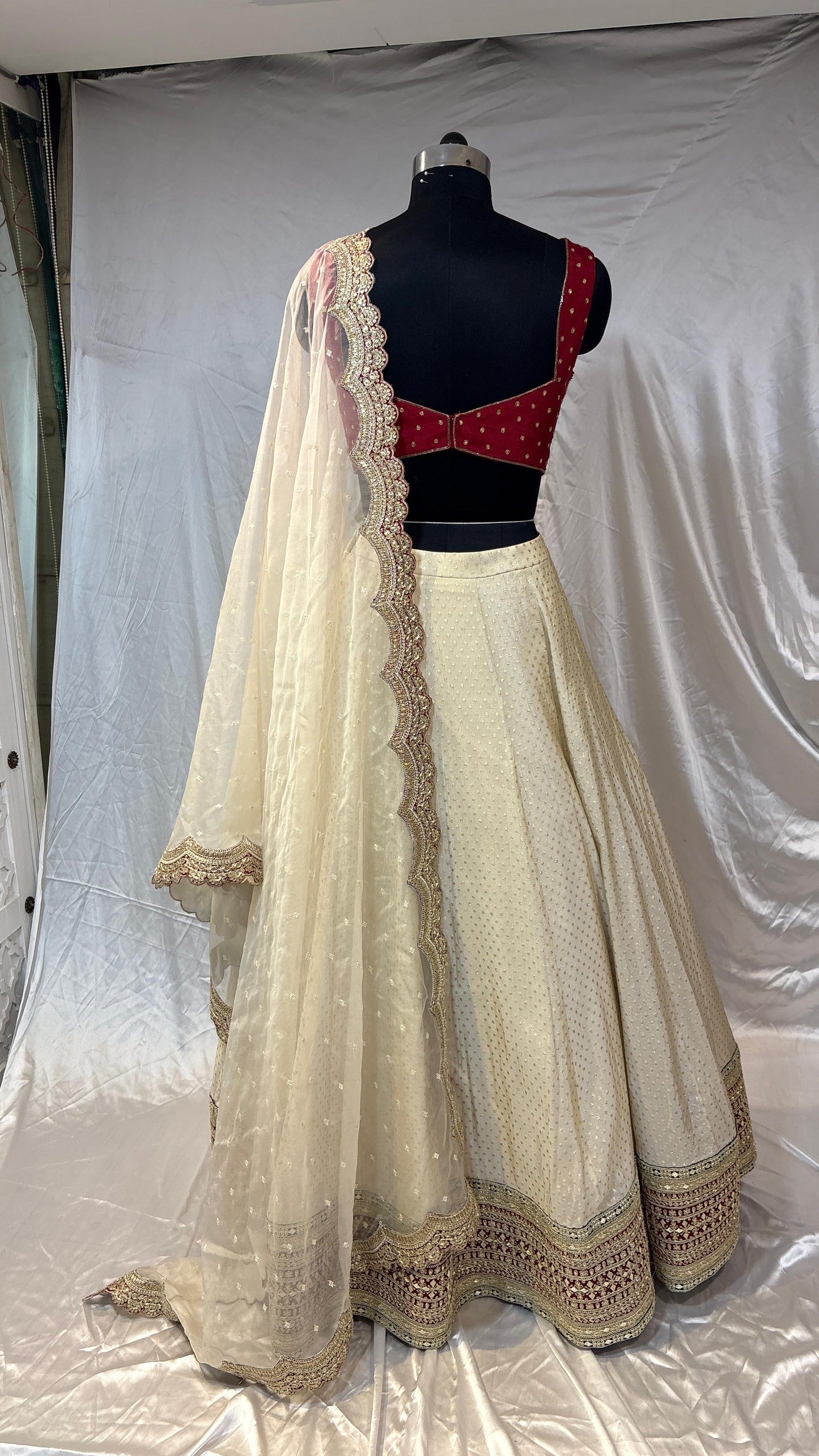 Ivory & Crimson Regal Lehenga Set