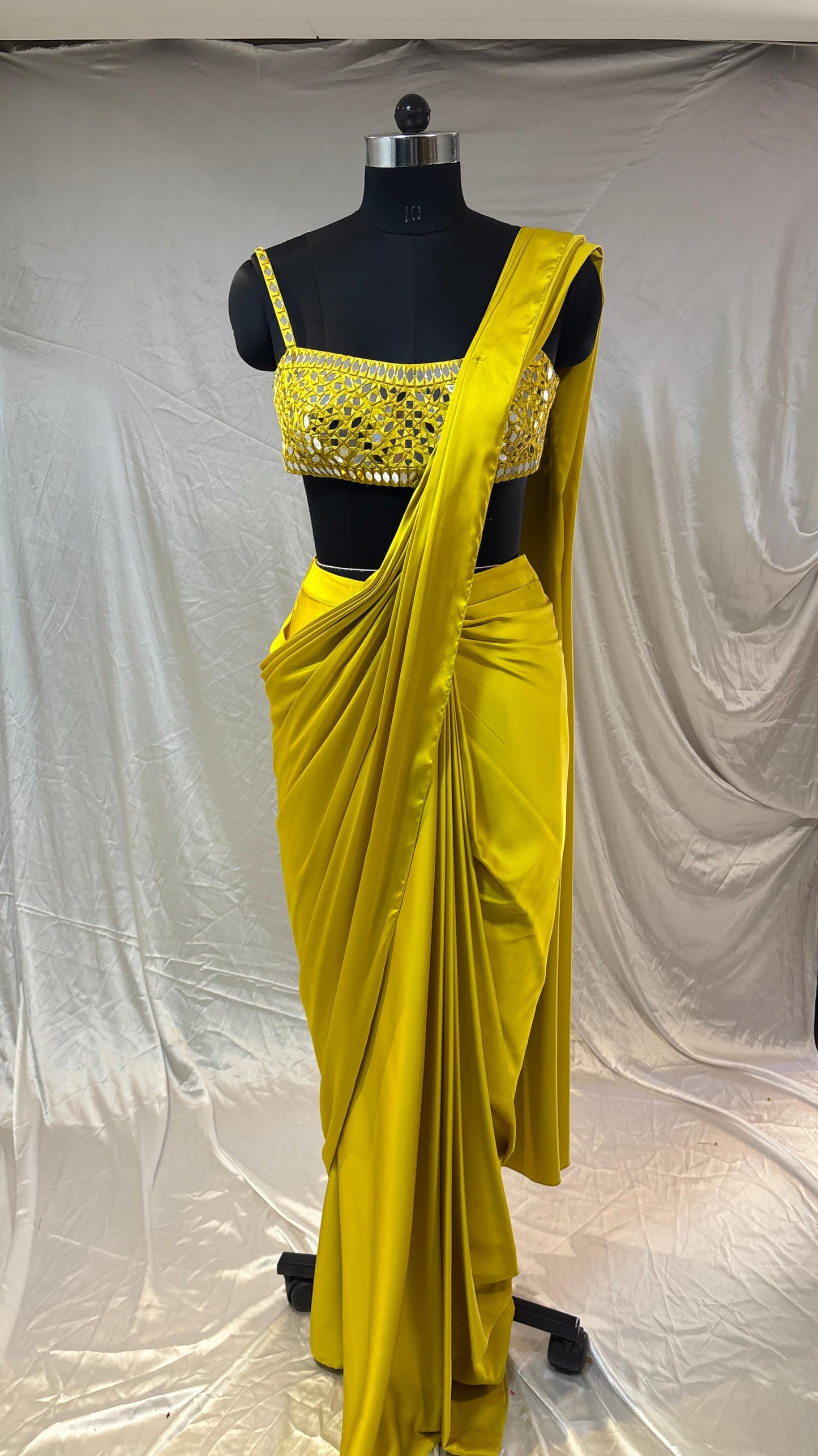 Marigold Glow Draped Saree and Jacket Set